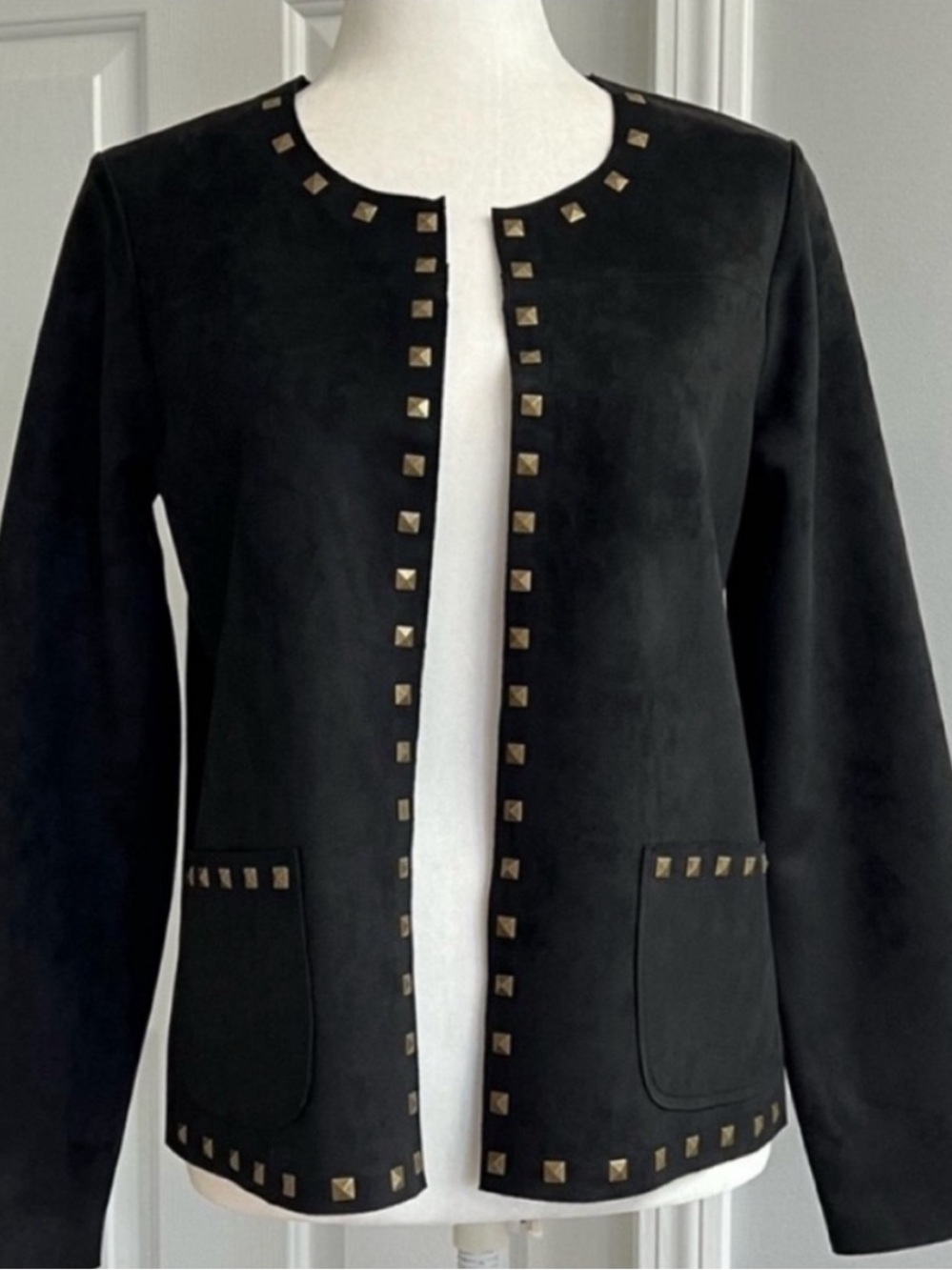 Carmen Marc Valvo Studded Jacket Black Size XS